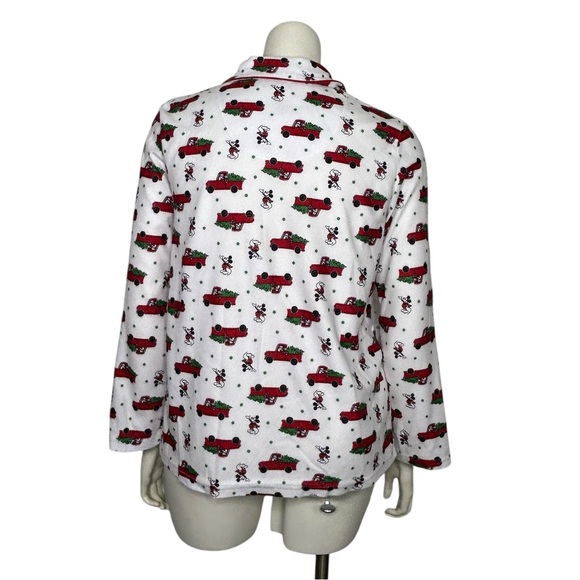 Disney Christmas Pajama Set Mickey Mouse Red Truck Women's Large White Xmas Tree - Picture 5 of 16